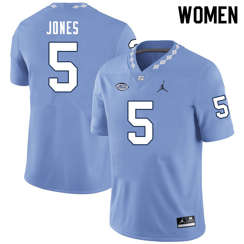 Women #5 J.J. Jones North Carolina Tar Heels College Football Jerseys Sale-Carolina Blue